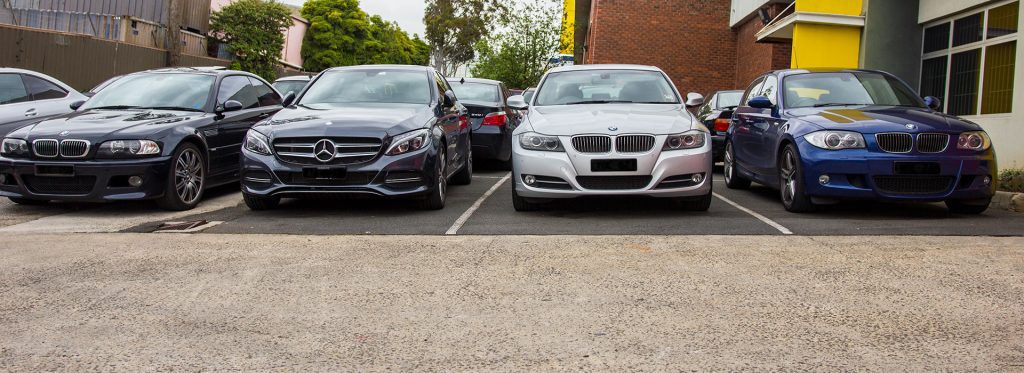 europeans cars in north shore aligned on the car park