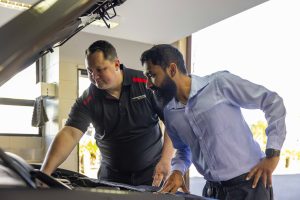 eben the owner of vorsprung automobil is working with client