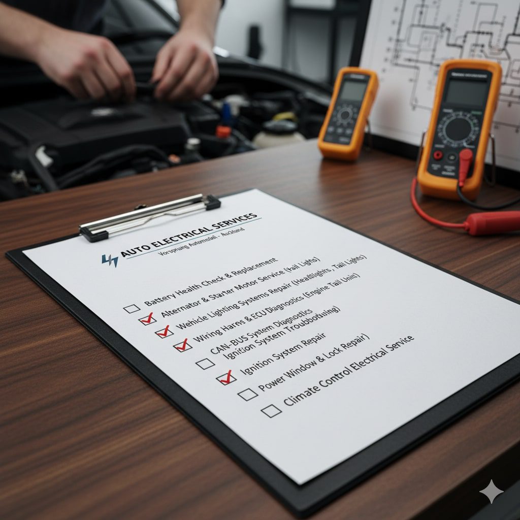 checklist of auto electrical services in Auckland