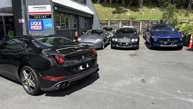 black ferrari waiting for transmission repair service in auckland