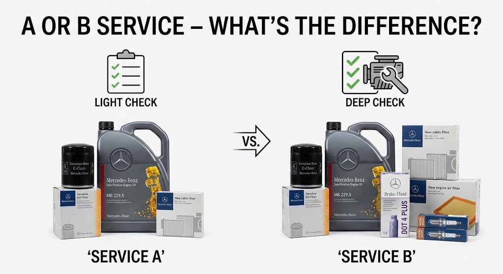 Mercedes-Benz Service A vs Service B comparison chart